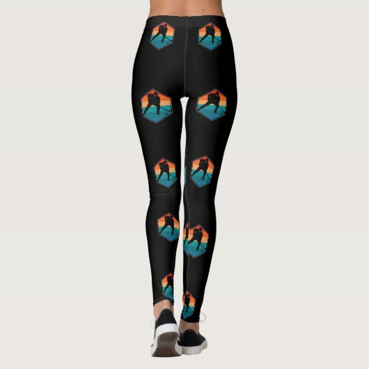 Ice Hockey Goalie Player Retro  Leggings (Achterkant)