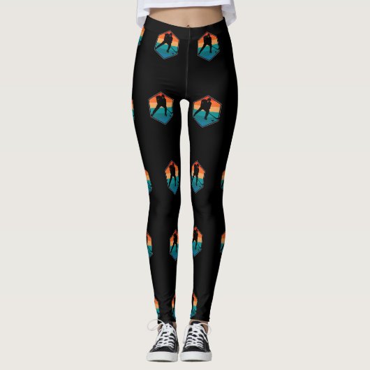 Ice Hockey Goalie Player Retro  Leggings (Voorkant)