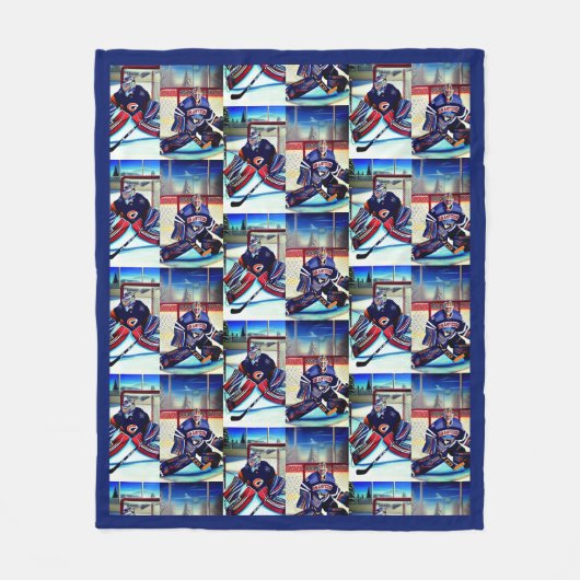 Ice Hockey Goalie Theme Fleece Blanket (Voorkant)