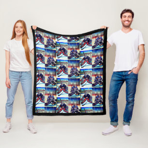 Ice Hockey Goalie Theme Fleece Blanket Deken