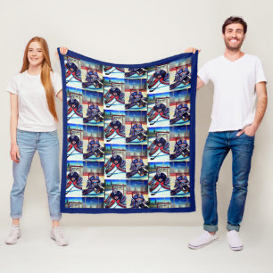 Ice Hockey Goalie Theme Fleece Blanket Deken
