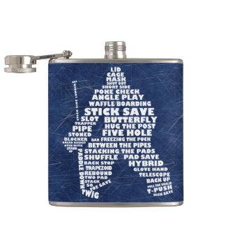 Ice Hockey Goalie Typography Hip Flask Heupfles