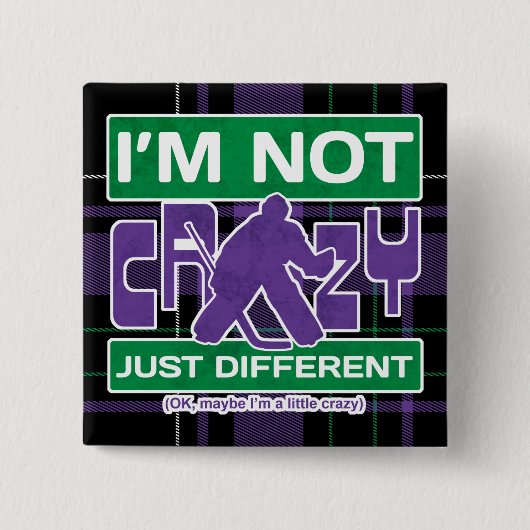 Ice Hockey Goalie Vierkante Button 5,1 Cm (Voorkant)