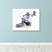 Ice Hockey Goalkeeper met Jouw naam tekening Canvas Afdruk (Insitu (Houten vloer))