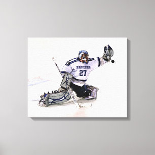 Ice Hockey Goalkeeper met Jouw naam tekening Canvas Afdruk