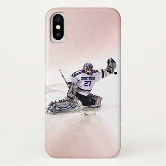 Ice Hockey Goalkeeper met Jouw naam tekening Case-Mate iPhone Case (Achterkant)