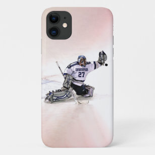 Ice Hockey Goalkeeper met Jouw naam tekening Case-Mate iPhone Case