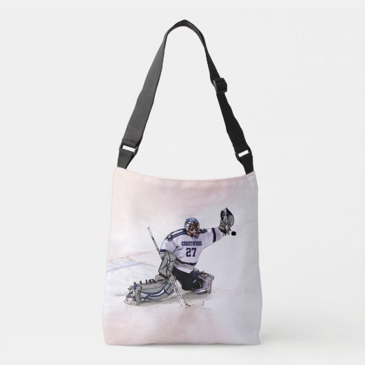 Ice Hockey Goalkeeper met Jouw naam tekening Crossbody Tas (Voorkant)