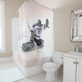 Ice Hockey Goalkeeper met Jouw naam tekening Douchegordijn (In situ)