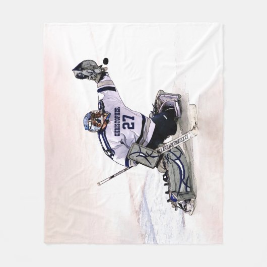 Ice Hockey Goalkeeper met Jouw naam tekening Fleece Deken (Voorkant)