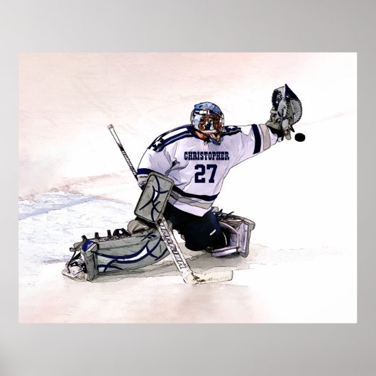 Ice Hockey Goalkeeper met Jouw naam tekening Poster (Voorkant)