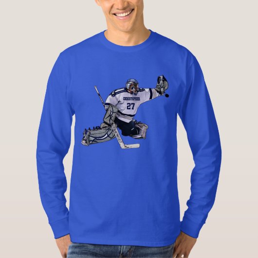 Ice Hockey Goalkeeper met Jouw naam tekening T-shirt (Voorkant)