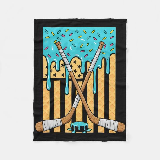 Ice Hockey Ice Cream Drip Boys American Flag Youth Fleece Deken (Voorkant)