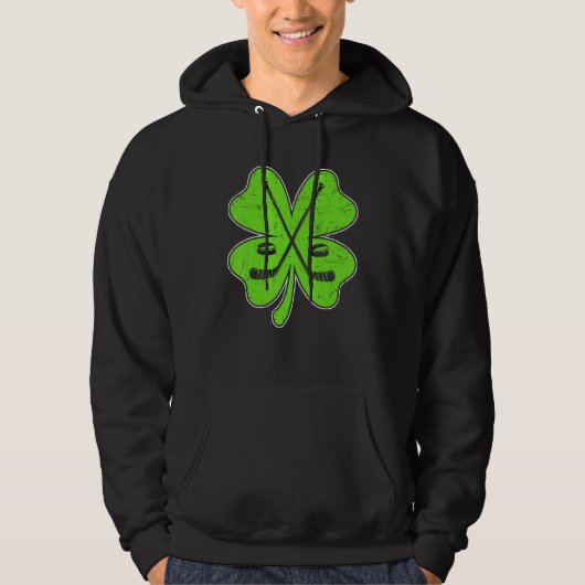 Ice Hockey Irish Lucky Shamrock Clovers St Patrick Hoodie (Voorkant)