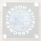 Ice Hockey is mijn Superpower Glazen Onderzetter (Achterkant)