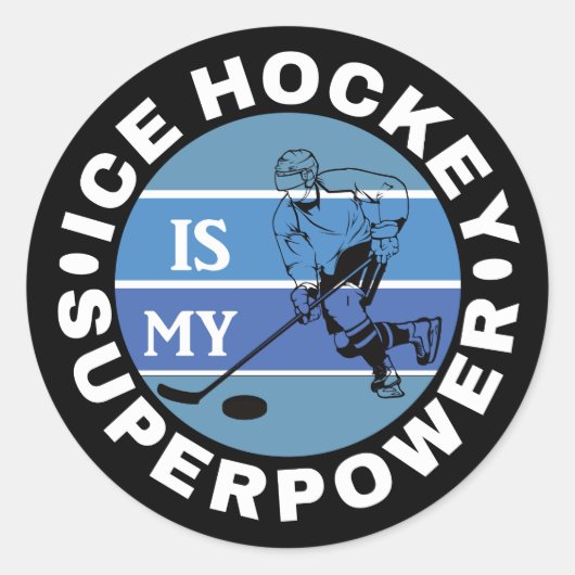 Ice Hockey is mijn Superpower Ronde Sticker (Voorkant)