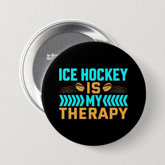 Ice Hockey is mijn therapie Ronde Button 7,6 Cm (Voorkant /achterkant)