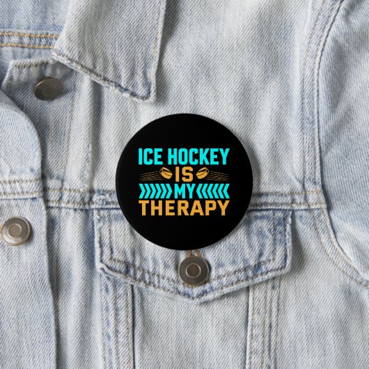 Ice Hockey is mijn therapie Ronde Button 7,6 Cm (In situ)