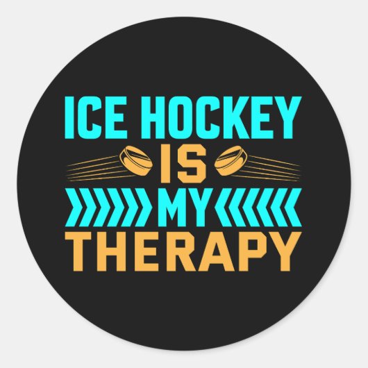 Ice Hockey is mijn therapie Ronde Sticker (Voorkant)