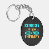 Ice Hockey is mijn therapie Sleutelhanger (Voorkant Links)