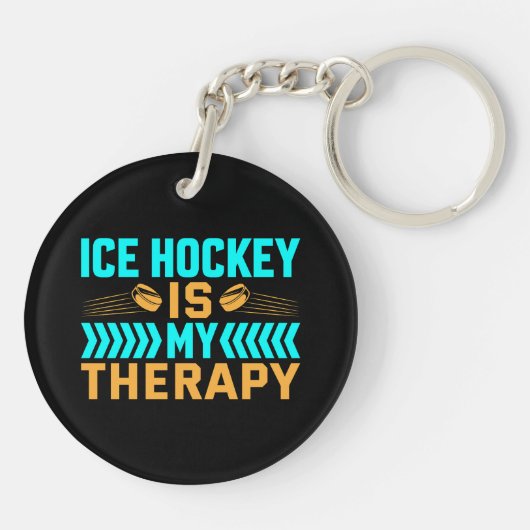 Ice Hockey is mijn therapie Sleutelhanger (Achterkant)