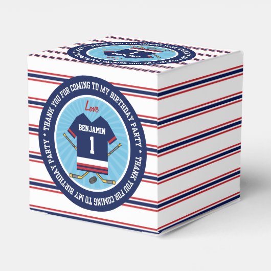 Ice Hockey Jersey 1e Verjaardag Dank u Bedankdoosjes (Achterkant)