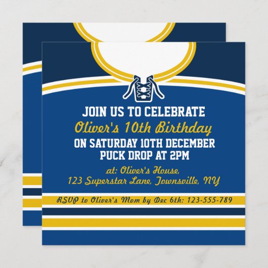 Ice Hockey Jersey ThMED Party nodigt Sjabloon uit Kaart (Voorkant / Achterkant)