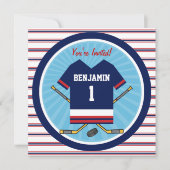 Ice Hockey Jersey V2 1st Birthday Party Kaart (Voorkant)