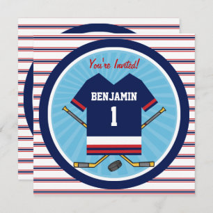 Ice Hockey Jersey V2 1st Birthday Party Kaart