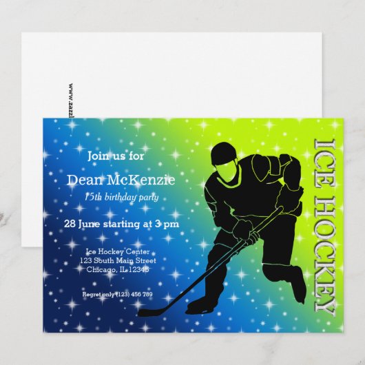 Ice Hockey Kaart (Voorkant / Achterkant)