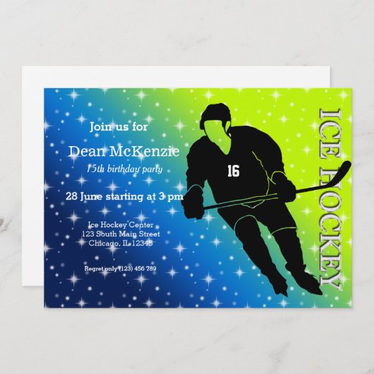 Ice Hockey Kaart (Voorkant / Achterkant)