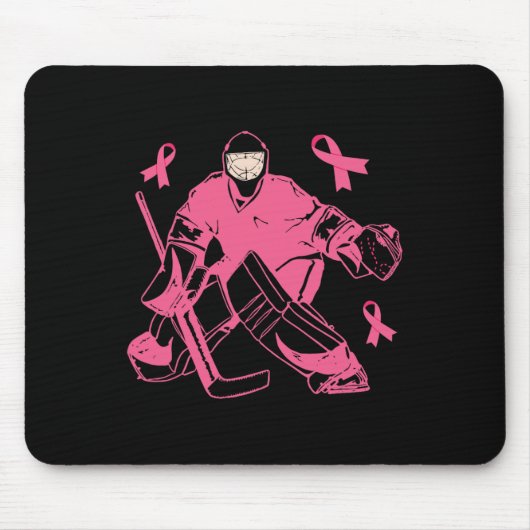 Ice Hockey Keeper Pink Ribbon borstkanker Awaren Muismat (Voorkant)