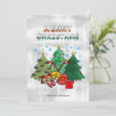Ice Hockey-kerstboom Feestdagenkaart (Staand voorkant)