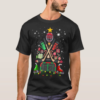 Ice Hockey Kerstboom Grappige Xmas Pyjama Hockey T-shirt