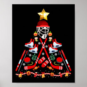 Ice Hockey Kerstboom Leuk Xmas PJS Speler Sport Poster