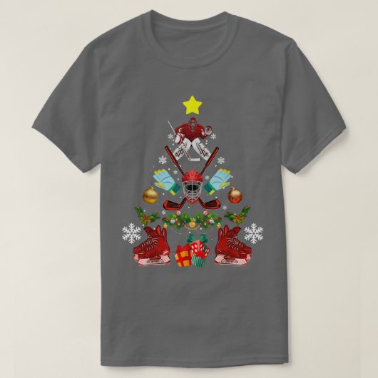 Ice Hockey-kerstboomversiering Funny Xmas Gif T-shirt (Design voorkant)