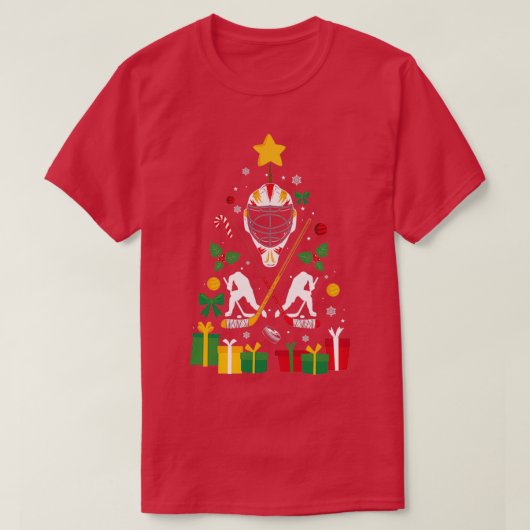 Ice Hockey-kerstcadeau Funny ICe Hockey Tree Pu T-shirt (Design voorkant)
