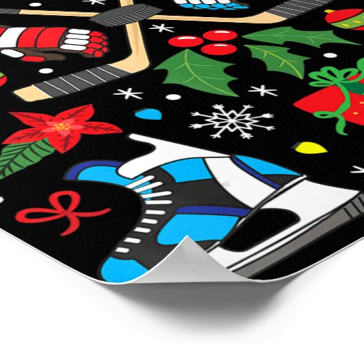 Ice Hockey-kerstsierboom Fun Xmas Gift B Poster (Hoek)
