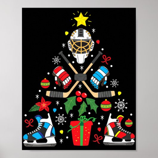 Ice Hockey-kerstsierboom Fun Xmas Gift B Poster (Voorkant)
