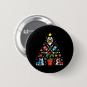 Ice Hockey-kerstsierboom Fun Xmas Gift B Ronde Button 5,7 Cm (Voorkant /achterkant)