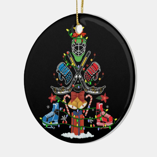 Ice Hockey-kerstsierboom Funny Xmas-cadeau Keramisch Ornament (Links)