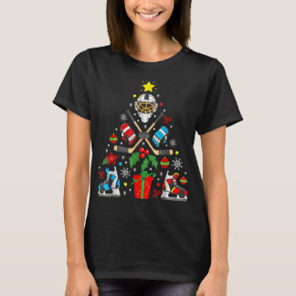 Ice Hockey-kerstsierboom Funny Xmas-kerstjongens T-shirt