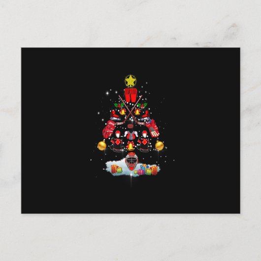 Ice Hockey-kerstsierboom Funny Xmas Spor Briefkaart (Voorkant)