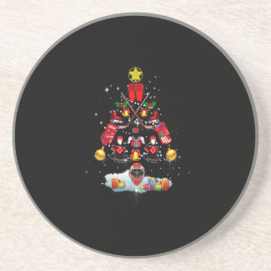 Ice Hockey-kerstsierboom Funny Xmas Spor Zandsteen Onderzetter