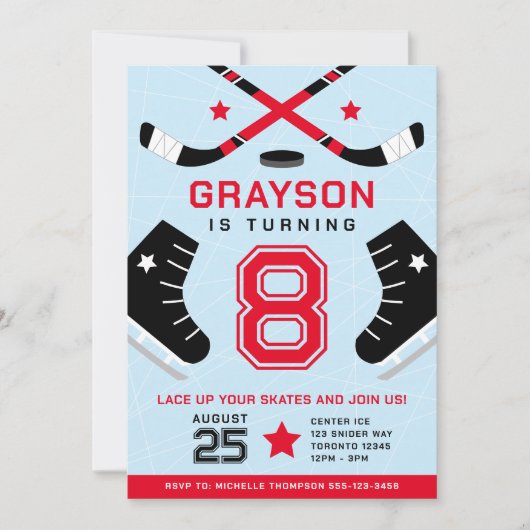 Ice Hockey Kids Uitnodiging voor verjaardagsfeestj (Voorkant)