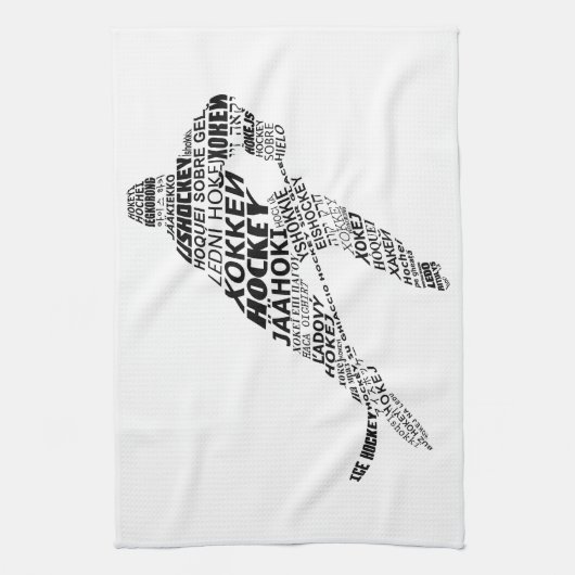 Ice Hockey Languages Tekstkunst Theedoek (Verticaal)