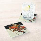 Ice Hockey Match Glazen Onderzetter (Schuin)