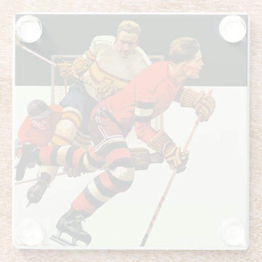 Ice Hockey Match Glazen Onderzetter (Achterkant)