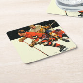 Ice Hockey Match Kartonnen Onderzetters (Schuin)