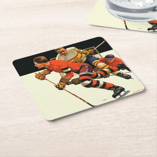 Ice Hockey Match Kartonnen Onderzetters (Schuin)